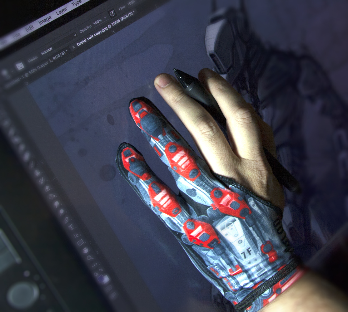 Sweaty hand tip (and lefty too): use digital drawing gloves to